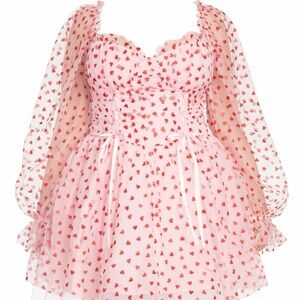 🆕 Pink Dress with Red Heart Pattern - NWT - 1XL